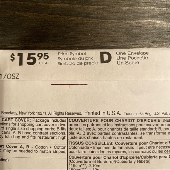 McCall’s Uncut Sewing Pattern: 3-IN-1 Shopping Cart Cover - Picture 3 of 3